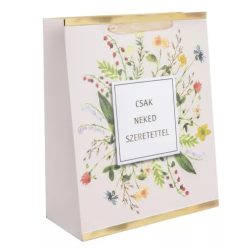   PAPÍRTASAK MATT, FÉNYES NYOMÁSSAL, CSAK NEKED SZERETETTEL FELIRAT, VIRÁGOS 11*14CM S-ES