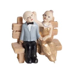 Idős pár padon 8,8*9cm