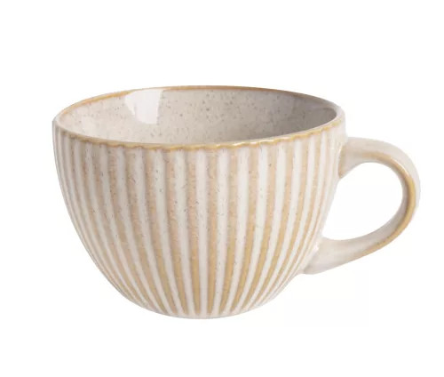 KÉZMŰVES KERÁMIA, LEVESES BÖGRE, BORDÁS, BEIGE