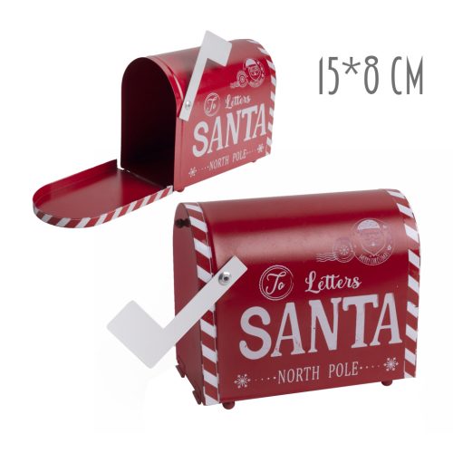 Fém postaláda Santa piros