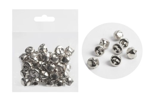 Fém csengő 36db, ezüst,1,3cm