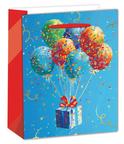 PAPÍRTASAK MATT, ARANY FÉNYES NYOMÁSSAL, KÉK AJÁNDÉKDOBOZ LUFIKKAL 26*32cm