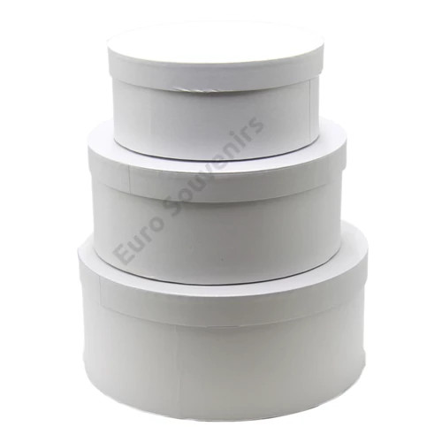 PAPÍRDOBOZ KEREK 3 DB 1/6 30x13,5; 27x11,5; 22x9,5 cm FEHÉR Cikkszám:	ES07040