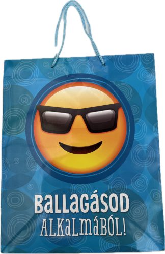 Dísztáska Ballagási közepes " Ballagásod alkalmából!"  KÉK Mosolyka