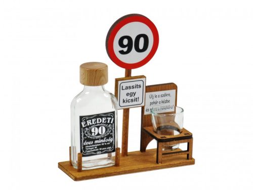 Születésnapi tábla  Pálinkás üveg 100ml + 1 pohár Boldog 90. Születésnapot 