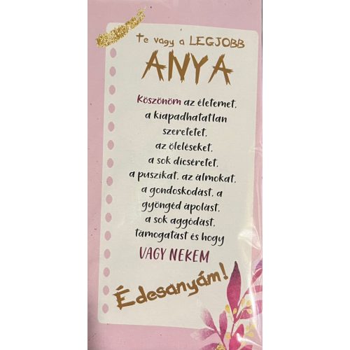  Hűtőmágnes Te vagy a legjobb Anya 7x13,5cm