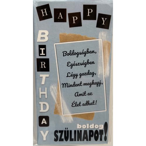 Hűtőmágnes Boldog Szülinapot kék 7x13,5cm