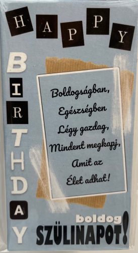 Hűtőmágnes Boldog Szülinapot kék 7x13,5cm