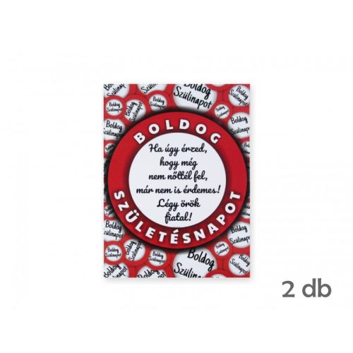 Üvegcímke matrica Boldog Születésnapot Örök fiatal 2db 9x12cm