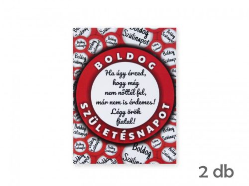 Üvegcímke matrica Boldog Születésnapot Örök fiatal 2db 9x12cm