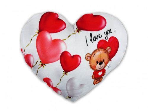 Díszpárna szív macis I love you 28x23cm