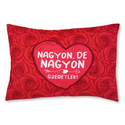 Díszpárna Nagyon szeretlek rózsás 38x26cm