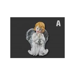 Angyal térdelő ezüst szárnyú 23cm 2f