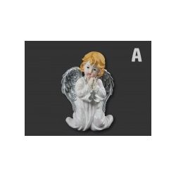 Angyal térdelő ezüst szárnyú 23cm 2f