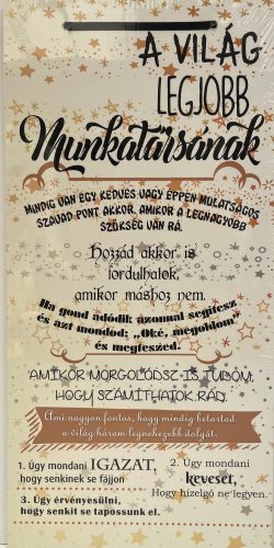 Dekor Fatábla feliratos 22x45cm "A világ legjobb munkatársának"