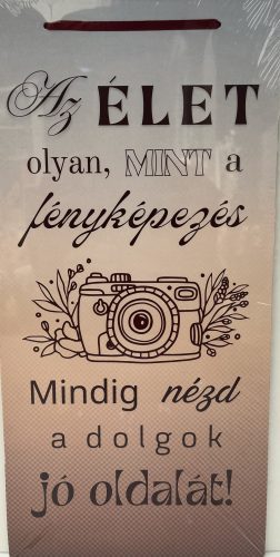 Dekor Fatábla feliratos 22x45cm "Az élet olyan, mint a fényképezés"
