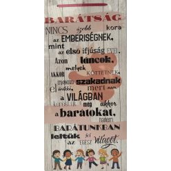   Dekor Fatábla feliratos 22x45cm "Barátság"  Lányos rózsaszín