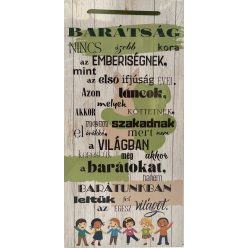   Dekor Fatábla feliratos 22x45cm "Barátság"   Fiús zöld