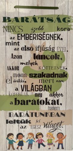 Dekor Fatábla feliratos 22x45cm "Barátság"   Fiús zöld