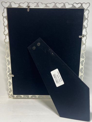 Fényképkeret fém  20*25 esküvői ezüst Szivecskék körben
