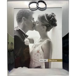 Fényképkeret fém  20*25 esküvői ezüst felül gyűrű
