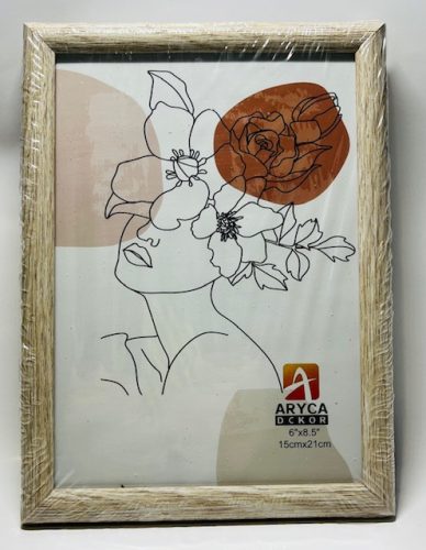Fényképkeret műanyag 15*21 csíkozott kék, rózsaszín, krém