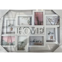   Fotókeret Fa hatású műanyag keret  "HOME" 8db 10*15cm álló és fekvő 