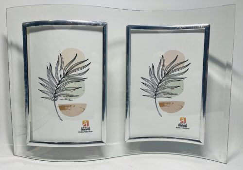 Fényképtartó üveg 10*15 dupla álló asztali hullámos