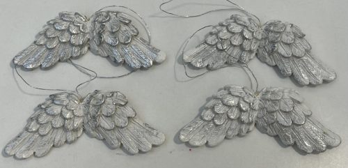 Angyalszárny Polyrezin fehér-ezüst, 4db-os 7,5*3cm