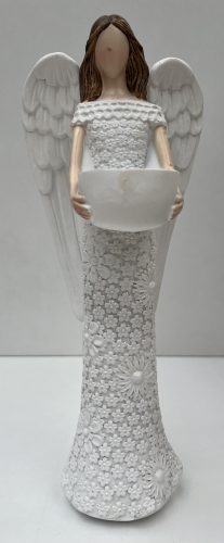 Angyal Polyrezin gyertyatartó 26,5cm