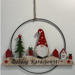   Karácsonyi Fa akasztós dísz manó, fa,házikó "Boldog Karárácsonyt!"