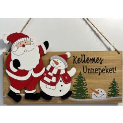   Karácsonyi Fa akasztós dísz hóember, mikulás "Kellemes Ünnepeket"