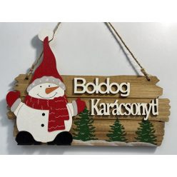   Karácsonyi Fa akasztós dísz hóember "Boldog Karárácsonyt!"