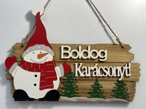 Karácsonyi Fa akasztós dísz hóember "Boldog Karárácsonyt!"