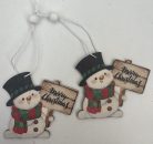 Fa Hóember "Merry Christmas" 2db-os