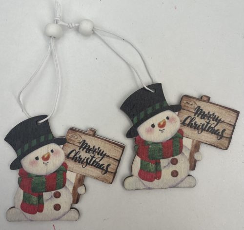 Fa Hóember "Merry Christmas" 2db-os