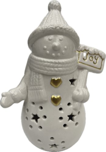 Hóember kerámia fehér világítós  "Joy"