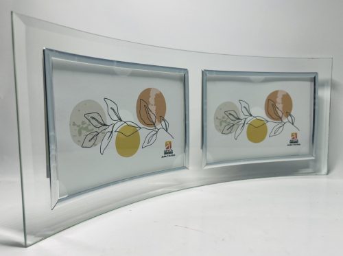 Fényképtartó üveg 10*15 dupla fekvő asztali hajlított