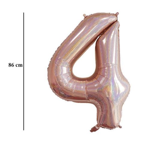 34 inch-es 4 Csillogó Rózsaarany - Laser Rosegold Számos Super Shape Fólia Lufi
