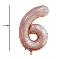   34 inch-es 6 Csillogó Rózsaarany - Laser Rosegold Számos Super Shape Fólia Lufi