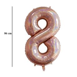   34 inch-es 8 Csillogó Rózsaarany - Laser Rosegold Számos Super Shape Fólia Lufi