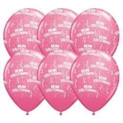   11 inch-es Boldog Születésnapot Rózsaszín - Rose Lufi (6 db/csomag)