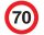70-es Sebességkorlátozó Számos Szülinapi Tábla - 40 cm