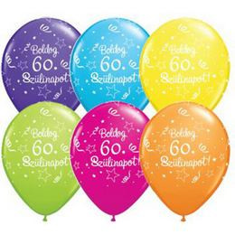 11 inch-es Boldog 60. Szülinapot Feliratú Shining Star Tropical Assortment Szülinapi Lufi