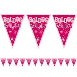   Boldog Szülinapot! Rózsaszín Lányos Zászlófüzér - 5 m