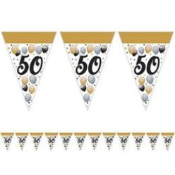   50-as Számos Szülinapi Elegáns Léggömbös Parti Zászlófüzér - 5 m