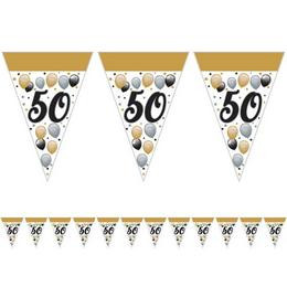 50-as Számos Szülinapi Elegáns Léggömbös Parti Zászlófüzér - 5 m