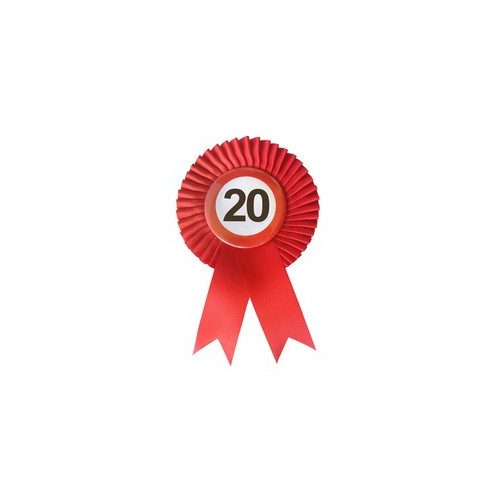 Piros Szalagos 20-as Sebességkorlátozó Szülinapi Számos Parti Kitűző