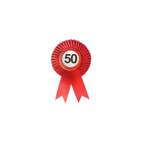 Piros Szalagos 50-es Sebességkorlátozó Szülinapi Számos Parti Kitűző
