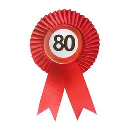 Piros Szalagos 80-as Sebességkorlátozó Szülinapi Számos Parti Kitűző